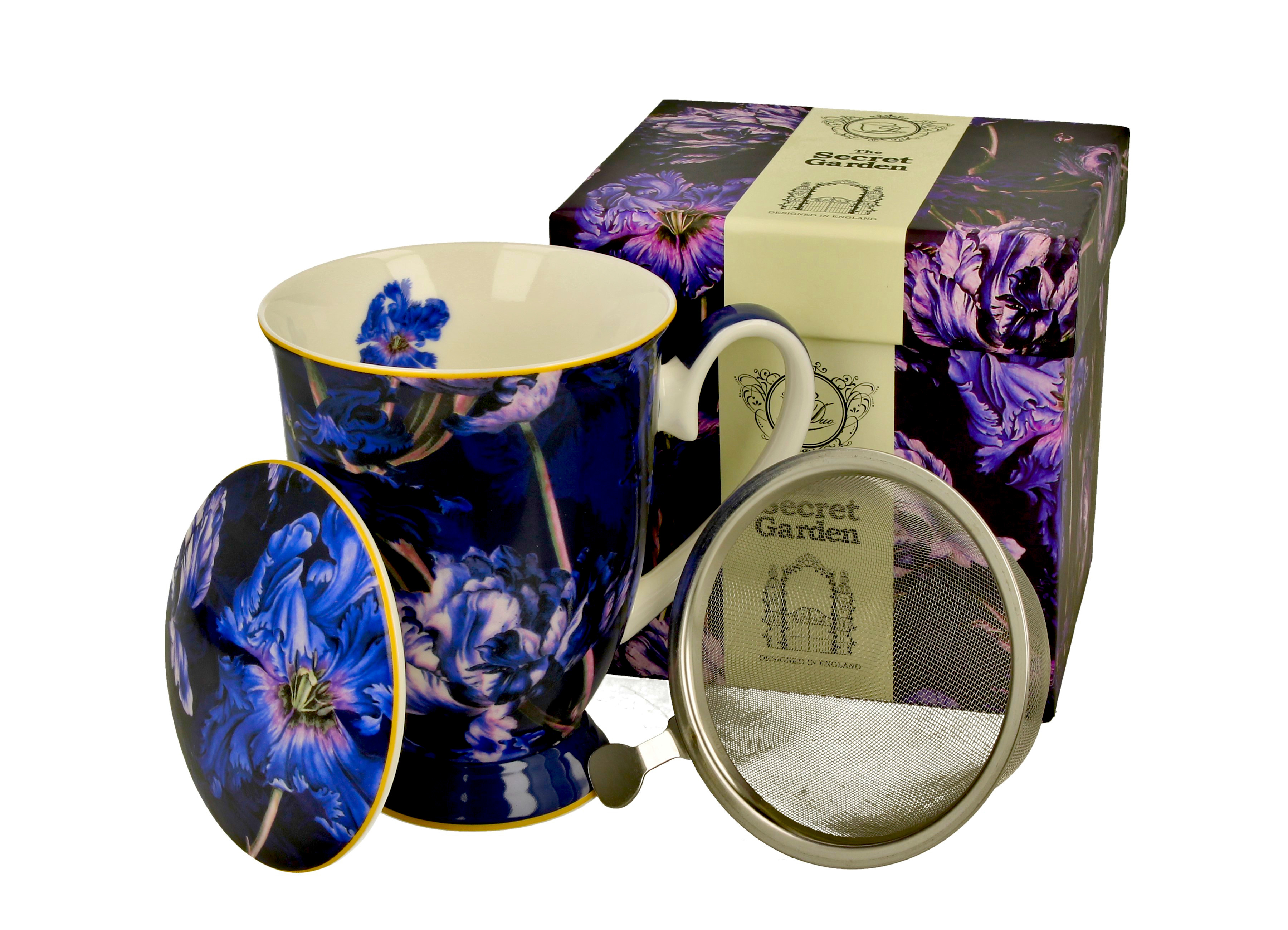 Hrncek+sitko 330ml VIOLET TULIPS