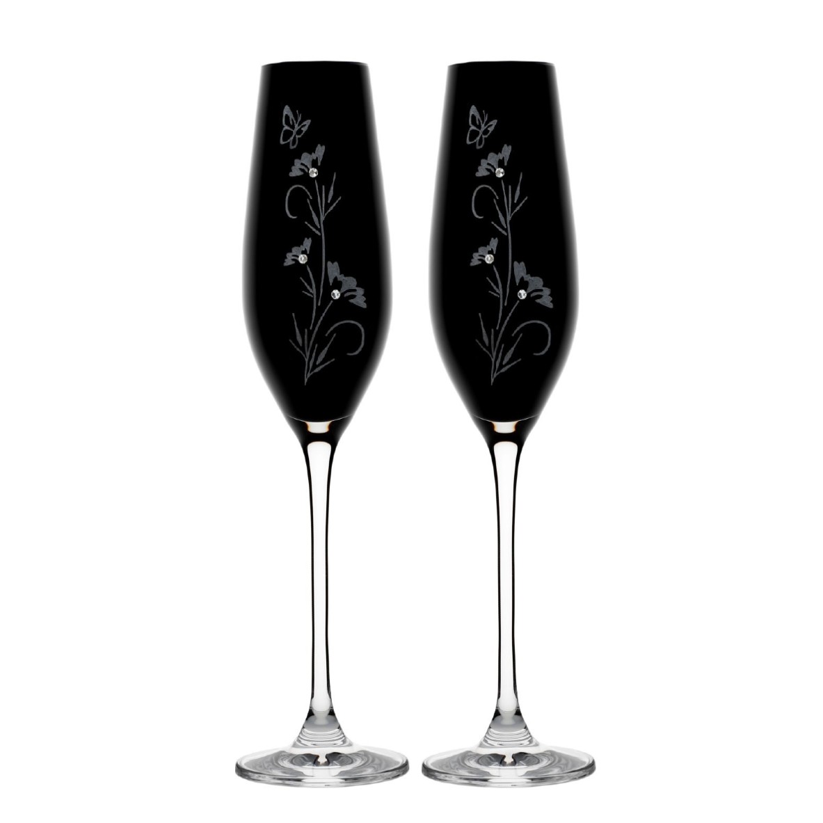 Swarovski Fletna 210 ml 6272/150 BLACK Flowers 2/1
