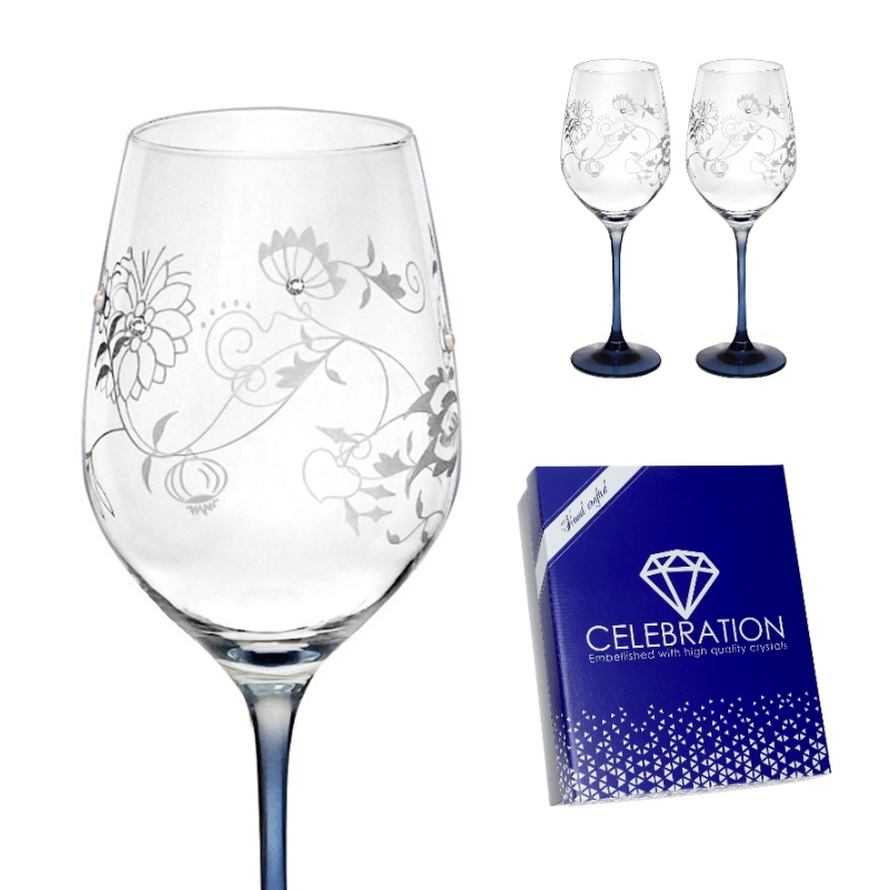 Swarovski Pohár na víno 360 ml Celebration Cibulák Crystals (2ks)