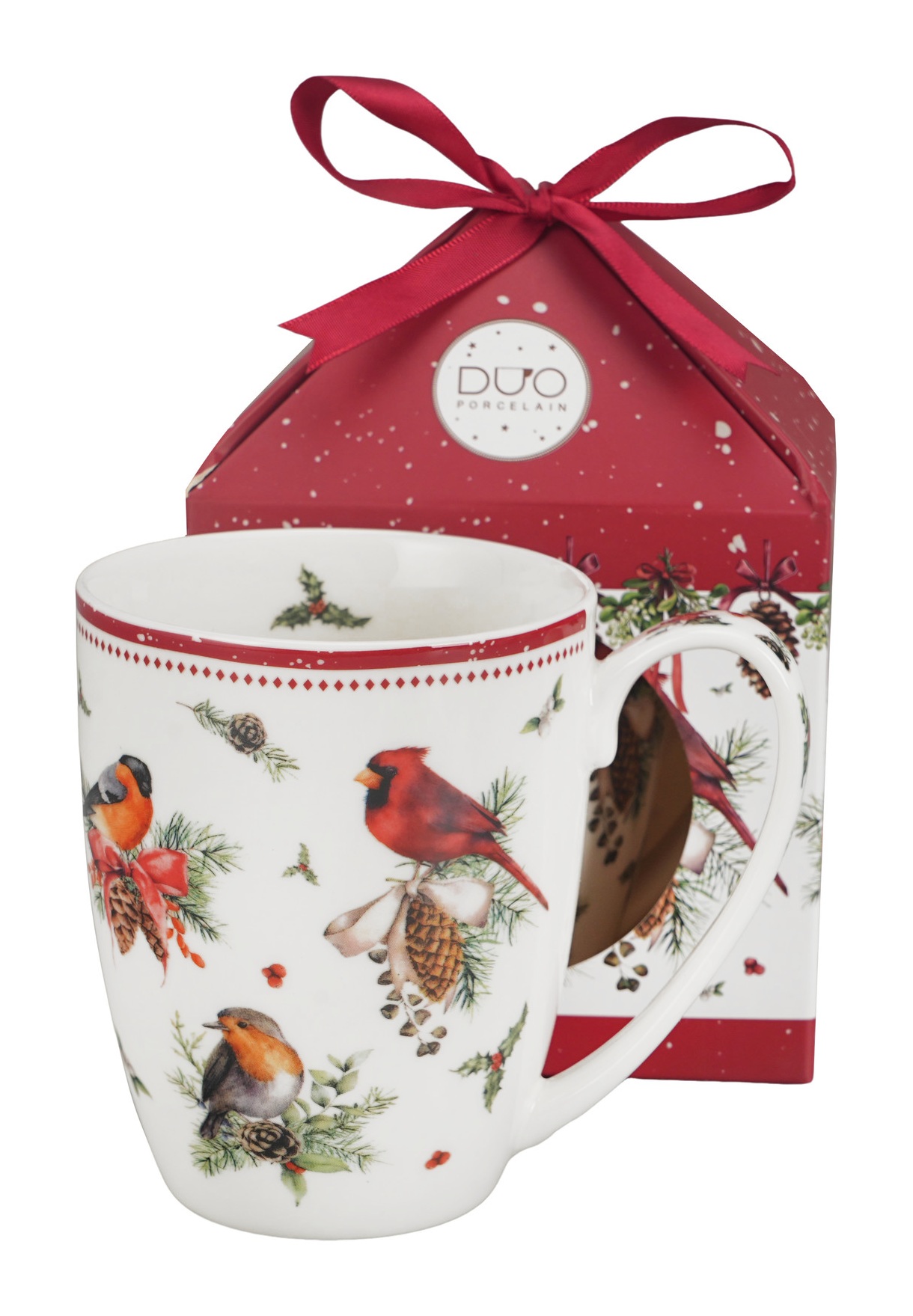 Birds of winter Hrnček 380ml box stuha
